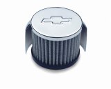 Proform Air Breather Caps for Chevrolet 141-621 Valve Cover Breather, Push-In, Round, Steel, Chrome, Bowtie Emblem, Each thumbnail 1