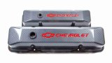 Proform GM Licensed Diecast Aluminum Chevrolet Valve Covers 141-121 Covers, Tall, Die-Cast Aluminum, Carbon Fiber Finish, Bowtie Emblem, Chevy, Small Block, Pair thumbnail 2