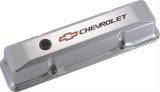 Proform GM Licensed Diecast Aluminum Chevrolet Valve Covers 141-108 Covers, Tall, Cast Aluminum, Polished, Logo, Chevy, Small Block, Pair thumbnail 1