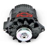 Proform Alternators 141-662 Alternator, Black Crinkle, Red Chevy Bowtie Emblem, Internal Regulator, V-Belt Pulley, 100 Amp, 1-Wire, GM, Each thumbnail 3