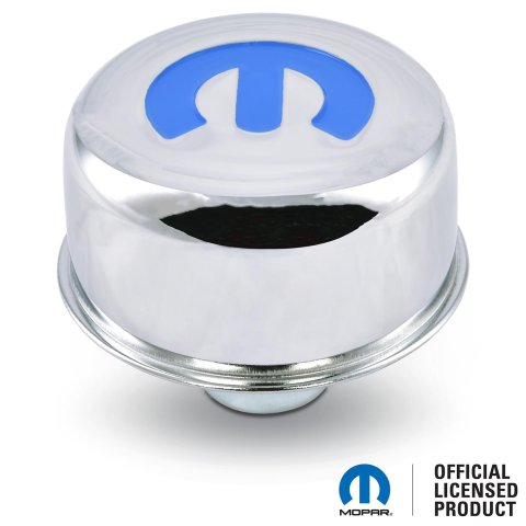 Proform Valve Cover Breathers 440-616 Breather, Push-in, Round, Steel, Chrome, Recessed Blue Mopar Emblem, 2.500 in. Diameter, 1.220 in. Hole Size, Each