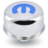 Proform Valve Cover Breathers 440-616 Breather, Push-in, Round, Steel, Chrome, Recessed Blue Mopar Emblem, 2.500 in. Diameter, 1.220 in. Hole Size, Each thumbnail 2