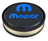 Proform Mopar Licensed Slant-Edge Air Cleaners 440-834 Cleaner, Slant-Edge, Aluminum Top, Black Crinkle, Recessed Blue Logo, 14.00 in. Diameter, Dropped 1.00 in., Each thumbnail 2
