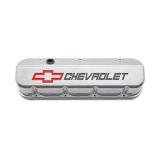 Proform GM Licensed Slant Edge Valve Covers 141-875 Covers, Edge, Tall, Perimeter Bolt, Cast Aluminum, Polished, Chevrolet Logo Top Style, Chevrolet, Big Block, Pair thumbnail 2