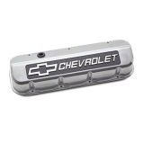 Proform GM Licensed Slant Edge Valve Covers 141-878 Covers, Edge, Tall, Perimeter Bolt, Cast Aluminum, Polished, Chevrolet Logo Top Style, Chevrolet, Big Block, Pair thumbnail 1