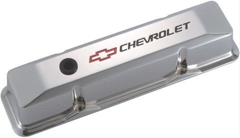 Proform GM Licensed Diecast Aluminum Chevrolet Valve Covers 141-117 Covers, Tall, Cast Aluminum, Chrome, Logo, Chevy, Small Block, Pair