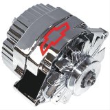 Proform Alternators 141-657 Alternator, Chrome, Red Chevy Bowtie Emblem, Internal Regulator, V-Belt Pulley, 100 Amp, 1-Wire, GM, Each thumbnail 4