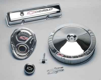 Proform GM Licensed Chevy Engine Dress Up Kits 141-900 Dress-Up Kit, Chrome, Tall Valve Covers/Air Cleaner/Timing Cover/Breather, Chevy, Small Block, Kit thumbnail 2
