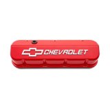 Proform GM Licensed Slant Edge Valve Covers 141-873 Covers, Edge, Tall, Perimeter Bolt, Cast Aluminum, Gloss Red Powdercoated, Chevrolet Logo Top Style, Chevrolet, Big Block, Pair thumbnail 2