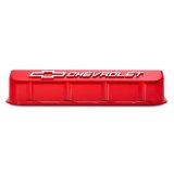 Proform GM Licensed Slant Edge Valve Covers 141-873 Covers, Edge, Tall, Perimeter Bolt, Cast Aluminum, Gloss Red Powdercoated, Chevrolet Logo Top Style, Chevrolet, Big Block, Pair thumbnail 3