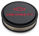 Proform GM Licensed Chevrolet Slant-Edge Air Cleaners 141-834 Cleaners, Slant-Edge, Round, Dropped Base, Black Crinkle, Logo Top, 14 in. Diameter, 3 in. Filter Height, Each thumbnail 1