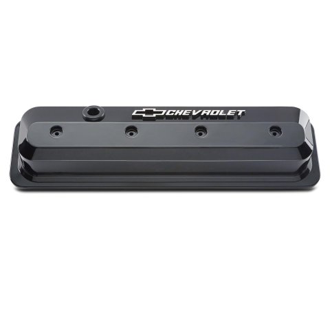 Proform GM Licensed Slant Edge Valve Covers 141-847 Cover, Cast Aluminum, Gloss Black, Edge, Raised Chevrolet Logo, Chevy, Small Block, Pair thumbnail 3