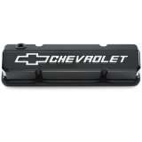 Proform GM Licensed Slant Edge Valve Covers 141-919 Covers, Cast Aluminum, Black Powdercoat, Tall, Chevrolet, Bowtie Emblem, Chevy, Small Block, Pair thumbnail 3