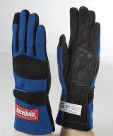 RaceQuip 355 Gloves 355022RQP Driving Gloves, 355, 2-Layer, Leather/Nomex®, Blue/Black, Men's Small, SFI 3.3/5, Pair thumbnail 2
