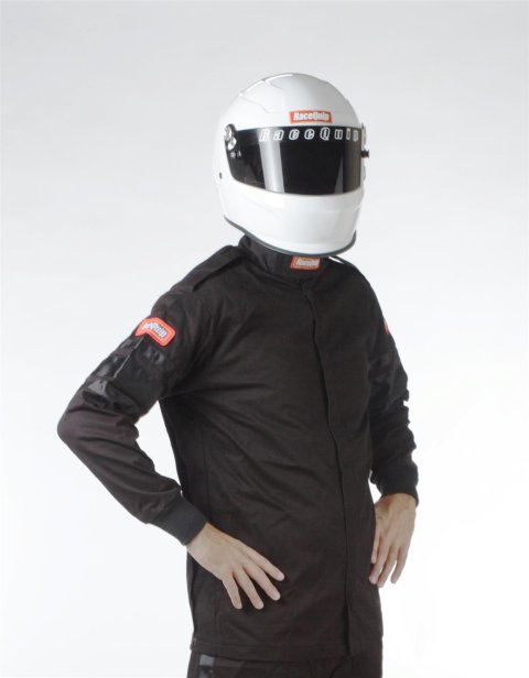 RaceQuip SFI-1 Pro-1 Single Layer Kids Jackets 1969995RQP Driving Jacket, Junior's Large, Pyrovatex, Black with Black Stripe, SFI 3.2A/1, Each thumbnail 2