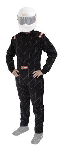 RaceQuip Chevron-1 FRC SFI-1 Suits 130905RQP Suits, One-Piece, Men's Large, Single Layer, SFI 3.2A/1, Black, Each
