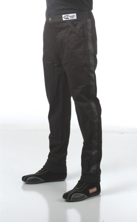 RaceQuip 110 Series Pyrovatex SFI-1 Pants 112009RQP Driving Pants, Series, Pyrovatex, Single Layer, Black with Black Stripe, Men's 4X-Large, Each thumbnail 1