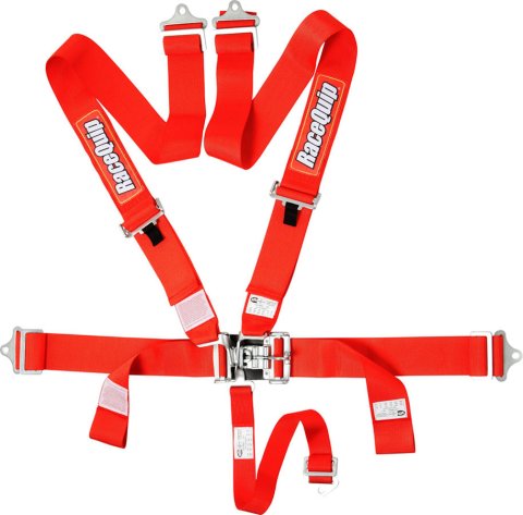 RaceQuip Latch & Link Harnesses 711011RQP Harness, Complete, Link, Individual, Bolt-In, Wraparound, Floor/Roll Bar Mount, Red, Each