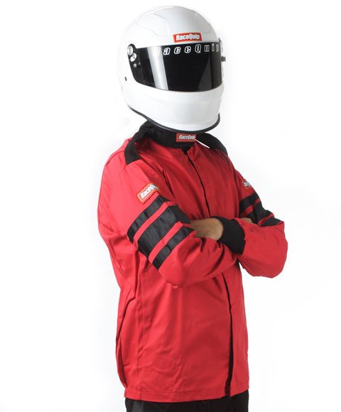 RaceQuip 110 Series Pyrovatex SFI-1 Jackets 111017RQP Driving Jacket, Series, Pyrovatex, Single Layer, Red with Black Stripe, Men's 2X-Large, Each