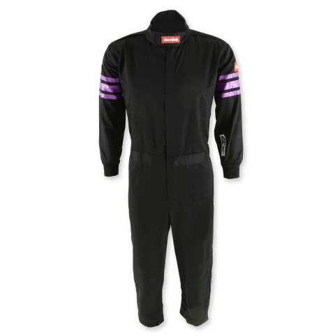RaceQuip SFI-1 Pro-1 Single Layer Kids Suits 1950597RQP Driving Suit, One-Layer, 1-Piece Design, Black/Purple Stripe, Youth 2X-Large, Each thumbnail 3