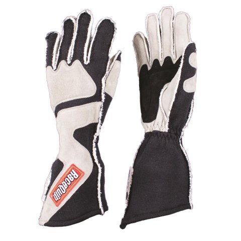 RaceQuip 359 Series Outseam Angle-Cut Gloves 359602RQP Driving Gloves, Series, Two Layer, Nomex/Suede, Race Gloves, SFI 3.3/5, Black/Gray, Small, Pair