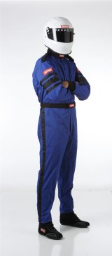 RaceQuip 110 Series Pyrovatex SFI-1 Suits 110028RQP Suit, One-piece, Men's 3X-Large, Single Layer, SFI 3.2A/1, Blue with Black Stripe, Each thumbnail 4