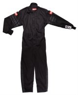 RaceQuip SFI-1 Pro-1 Single Layer Kids Suits 1959995RQP Driving Suits, Suits, One-piece, Pyrovatex, Black, SFI 3.2A/1, Youth Large, Each thumbnail 1
