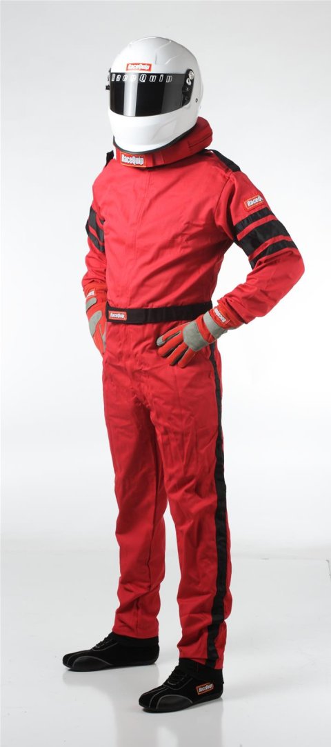 RaceQuip 110 Series Pyrovatex SFI-1 Suits 110012RQP Suit, One-piece, Men's Small, Single Layer, SFI 3.2A/1, Red with Black Stripe, Each thumbnail 2