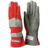 RaceQuip 351 Gloves 351015RQP Driving Gloves, 351, Single-Layer, Nomex/Leather, Red/Gray, Men's Large, SFI 3.3/1, Pair thumbnail 3