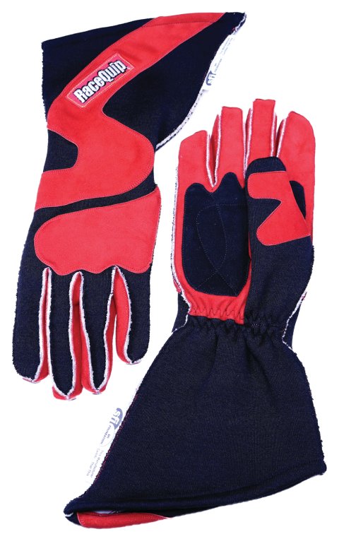 RaceQuip 359 Series Outseam Angle-Cut Gloves 359105RQP Driving Gloves, Series, Two Layer, Nomex/Suede, Race Gloves, SFI 3.3/5, Black/Red, Large, Pair