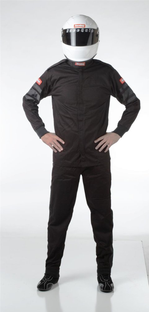 RaceQuip 110 Series Pyrovatex SFI-1 Jackets 111009RQP Driving Jacket, Series, Pyrovatex, Single Layer, Black with Black Stripe, Men's 4X-Large, Each thumbnail 1