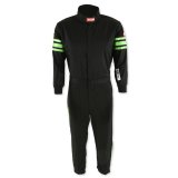 RaceQuip SFI-1 Pro-1 Single Layer Kids Suits 1950790RQP Driving Suit, One-Layer, 1-Piece Design, Black/Green Stripe, Youth 2X-Small, Each thumbnail 3
