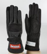 RaceQuip 355 Gloves 3550090RQP Driving Gloves, 355, 2-Layer, Leather/Nomex®, Black, Youth 2X-Small, SFI 3.3/5, Pair thumbnail 2
