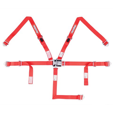 RaceQuip Jr. Dragster and Quarter Midget 5-Point Harnesses 709019RQP Racing Harness, Dragster, Midget, Complete, 5-Point, Latch, SFI 16.2, Nylon, Red, Each