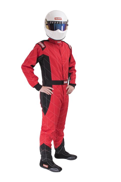 RaceQuip Chevron-1 FRC SFI-1 Suits 130916RQP Suits, One-Piece, Men's X-Large, Single Layer, SFI 3.2A/1, Red, Each