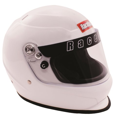 RaceQuip PRO Youth Helmets 2261196RQP Helmet, Youth, Full Face, Nomex Liner, White, Gloss, Adjustable Size, Each