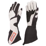 RaceQuip 358 Series Angle-Cut Gloves 358602RQP Driving Gloves, Series, Two Layer, Nomex/Suede, Long Gauntlet Race Gloves, SFI 3.3/5, Black/Gray, Small, Pair thumbnail 1