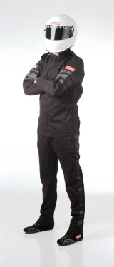 RaceQuip SFI-1 Pro-1 Single Layer Kids Jackets 1969991RQP Driving Jackets, Jackets, Pyrovatex, Black with Black Stripe, SFI 3.2A/1, Junior's X-Small, Each thumbnail 4