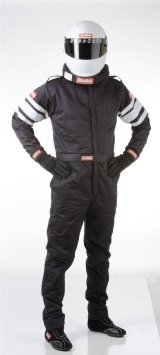 RaceQuip 120 Series Pyrovatex SFI-5 Suits 120002RQP Driving Suit, 1-Piece, Series, Pyrovatex, Multi-Layer, Black with White Stripe, Men's Small, Each thumbnail 2