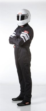 RaceQuip 120 Series Pyrovatex SFI-5 Suits 120002RQP Driving Suit, 1-Piece, Series, Pyrovatex, Multi-Layer, Black with White Stripe, Men's Small, Each thumbnail 4