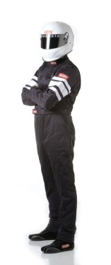 RaceQuip 120 Series Pyrovatex SFI-5 Suits 120002RQP Driving Suit, 1-Piece, Series, Pyrovatex, Multi-Layer, Black with White Stripe, Men's Small, Each thumbnail 5