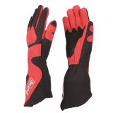 RaceQuip 358 Series Angle-Cut Gloves 358106RQP Driving Gloves, Series, Two Layer, Nomex/Suede, Long Gauntlet Race Gloves, SFI 3.3/5, Black/Red, X-Large, Pair thumbnail 1