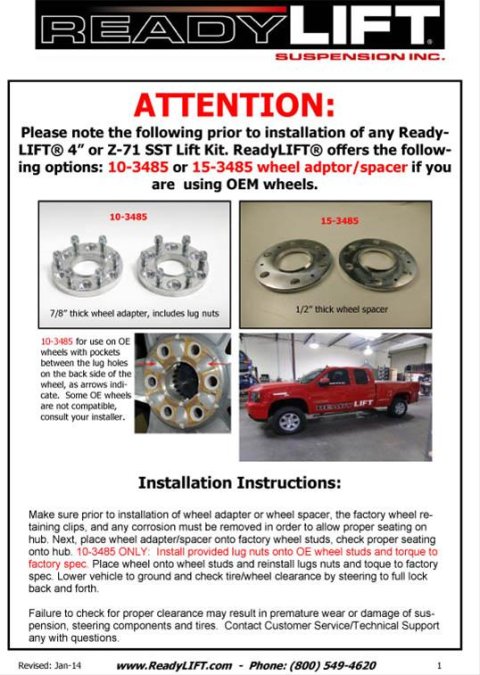 ReadyLift Suspension 0.5 inch Wheel Spacers 15-3485 Spacers, Aluminum, 0.500 in. Thickness, 6 x 5.50 in. Bolt Circle, Chevy, GMC, Pair thumbnail 3