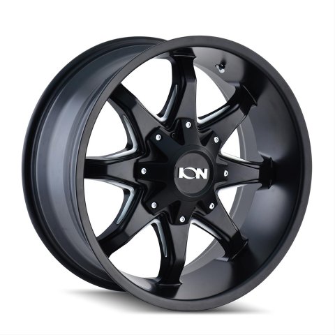 ION Alloy Series 181 Satin Black Wheels with Milled Spokes 17x9 SATIN BLACK/MILLED SPOKES 17X9 8-165.1/8-170 18mm 130.8mm