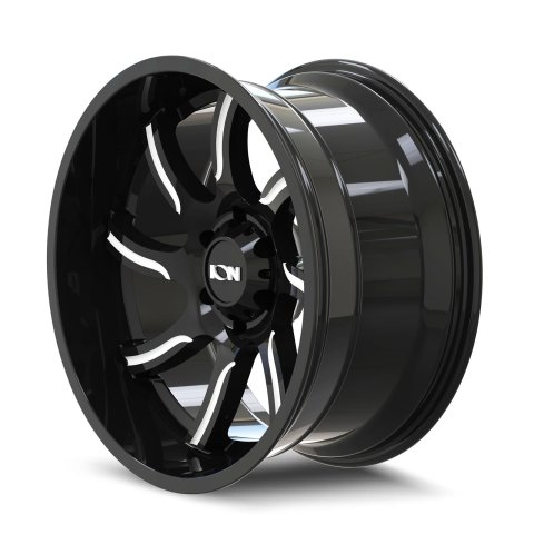 ION Alloy Series 151 Gloss Black Wheels with Milled Face 20x10 Wheel, Series, Aluminum, Black, Face, 20 x 10 in., 4.75 in. Backspace, Each thumbnail 2