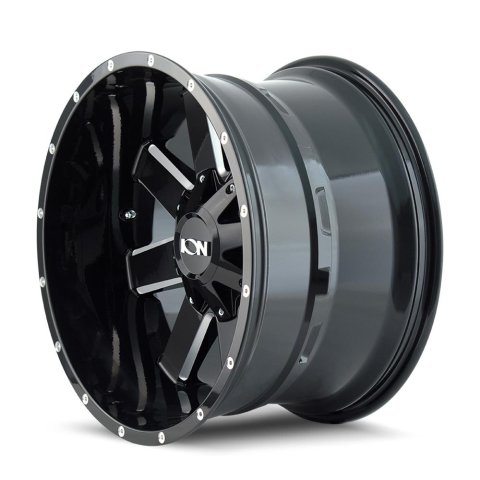 ION Alloy Series 141 Gloss Black Milled Wheels 18x9 Wheel, 141, Black, Gloss, Machined, Aluminum, 18 in. x 9 in., +18.00mm Offset, 5.71 in. Backspace, 8 x 6.5 in. Bolt Pattern, Each thumbnail 2