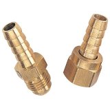 Derale Transmission Line Fittings 13030 Fittings, Brass, Natural, 3/8 in. Hose Barb, 9/16-18 in. JIC Flare, Pair thumbnail 2