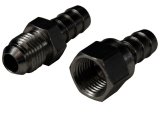 Derale Transmission Line Fittings 13030 Fittings, Brass, Natural, 3/8 in. Hose Barb, 9/16-18 in. JIC Flare, Pair thumbnail 3