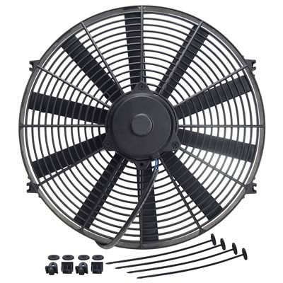 16 Inch 1,550 CFM Derale Dyno-Cool Straight Blade Fan 16916 Electric Fan, Single, in. Diameter, Reversible, cfm, Black, Plastic, Each