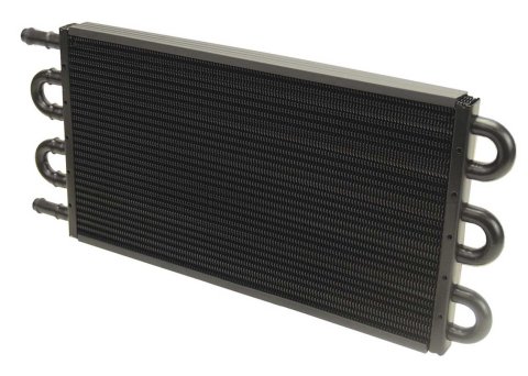 Derale Replacement Tube and Fin Engine Oil Coolers 15302 Fluid Cooler, Oil, Tube-Fin Type, Copper/Aluminum, 7.625 in. x 16.625 in. x 0.75 in., 1/2 in. Inlet, Outlet thumbnail 2